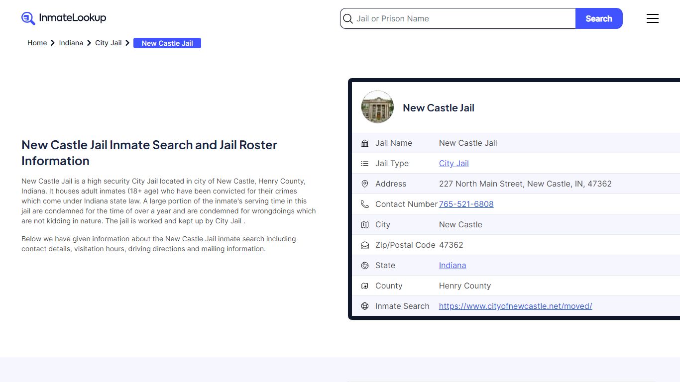 New Castle Jail Inmate Search and Jail Roster Information - Inmate Lookup